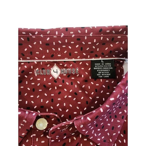 Short Par 4 The Club House 4 Men Red Polo Shirt‎ Sz. L Stretch Golf Performance - Picture 4 of 6